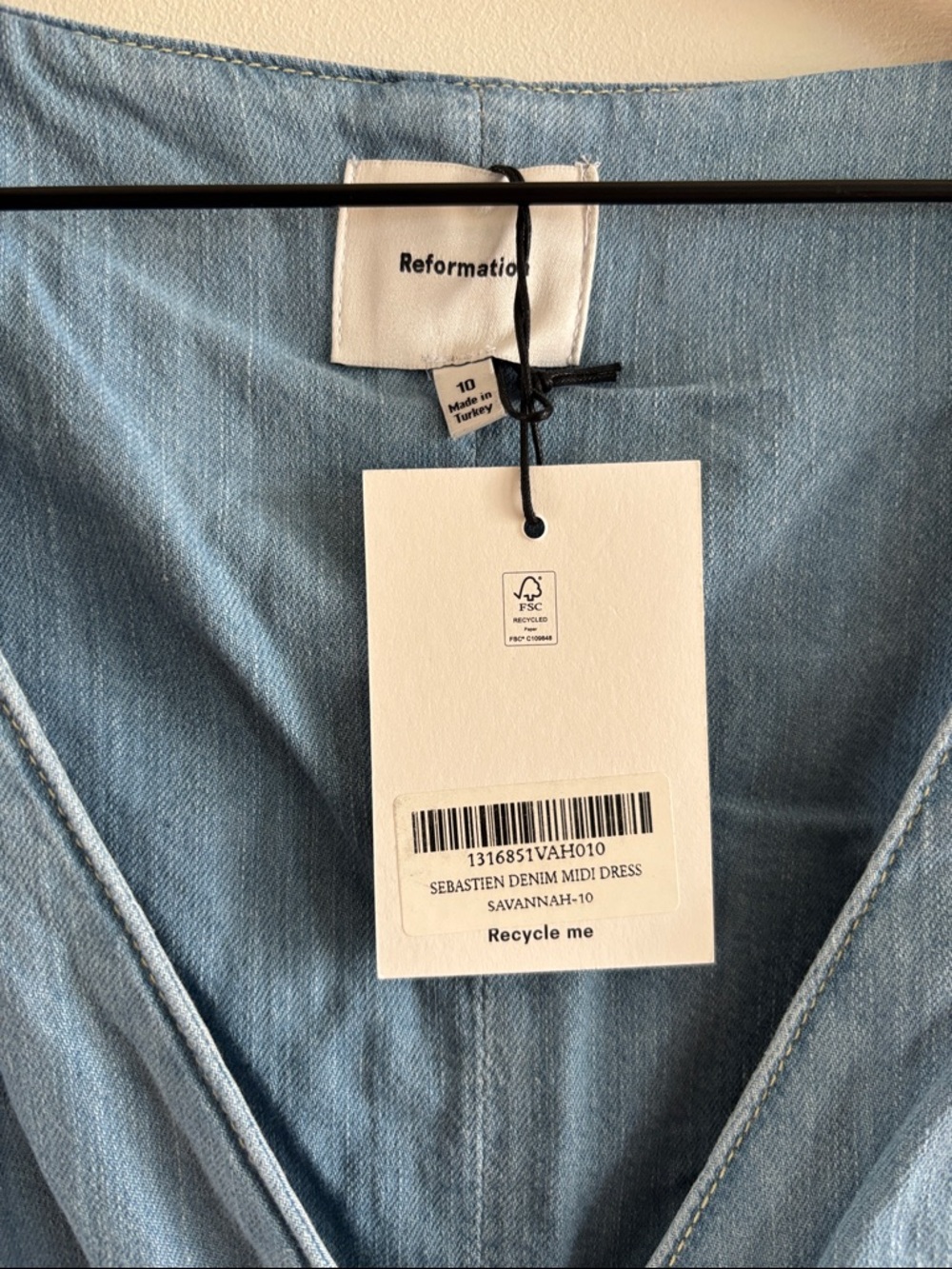 NWT Reformation • Sebsatien Denim Midi Dress - Picture 3 of 7